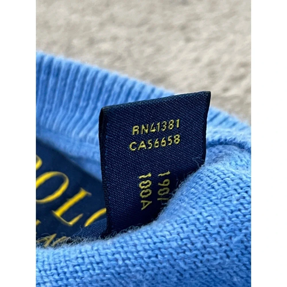 Polo Ralph Lauren Sweater Men's 2XLT Tall Blue Pima Cotton V-Neck Pony Logo